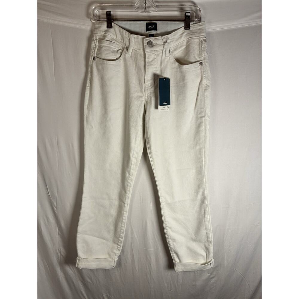 💰Jag Jeans Carter Mid Rise Girlfriend Size 0 White J2967CBD618 NWT NEW Stretch